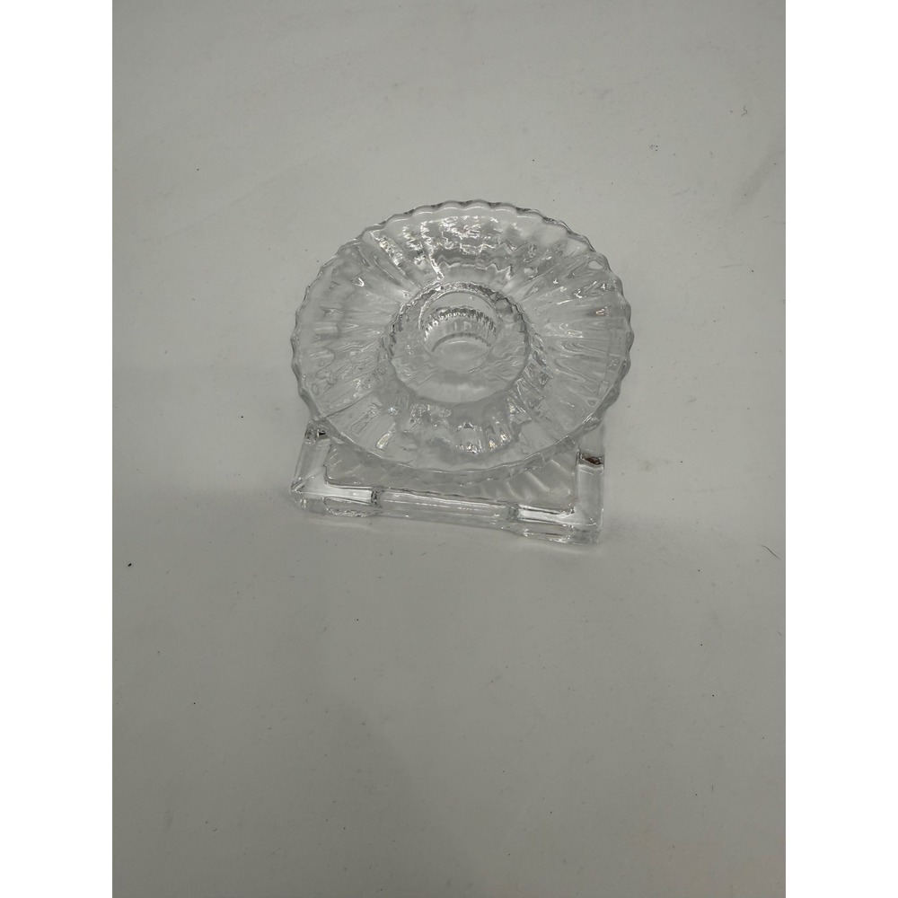 Vintage Heisey Ridgeleigh Clear Glass Candlestick Candle Holder Art Deco 1930s